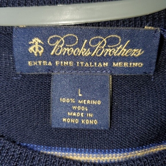 Vintage Brooks Brothers Italian Merino Wool Crew Neck Pullover Stripe Sweater Lg - Picture 6 of 7